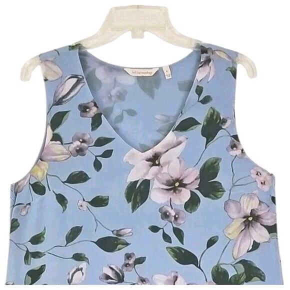 Soft Surroundings~Size M~Blue Floral Sleeveless Lined Summer Dress Asymmetrical. - Picture 8 of 16